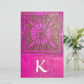 MORGEN STAR MONOGRAM, rosa fuchsienweiß Briefpapier (Stehend Vorderseite)