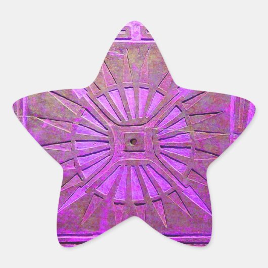 MORGEN STAR MONOGRAM, rosa violett, lila Stern-Aufkleber (Vorderseite)