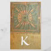 MORGEN STAR-MONOGRAMM, grün, braun-gelb weiß Briefpapier (Vorderseite)