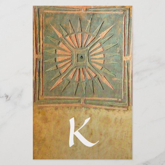 MORGEN STAR-MONOGRAMM, grün, braun-gelb weiß Briefpapier (Vorderseite)