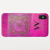 MORGEN STAR, rosa, Fuchsienschwarze Monogramm Case-Mate iPhone Hülle (Rückseite (Horizontal))