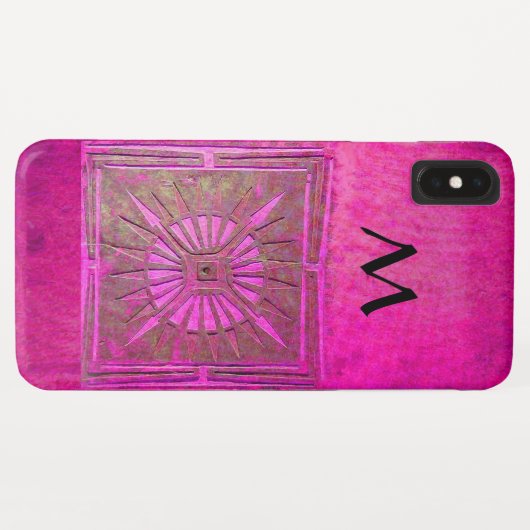MORGEN STAR, rosa, Fuchsienschwarze Monogramm Case-Mate iPhone Hülle (Rückseite (Horizontal))