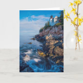 Morgen Sun am Bass-Hafen-Leuchtturm Karte (Gelbe Blume)