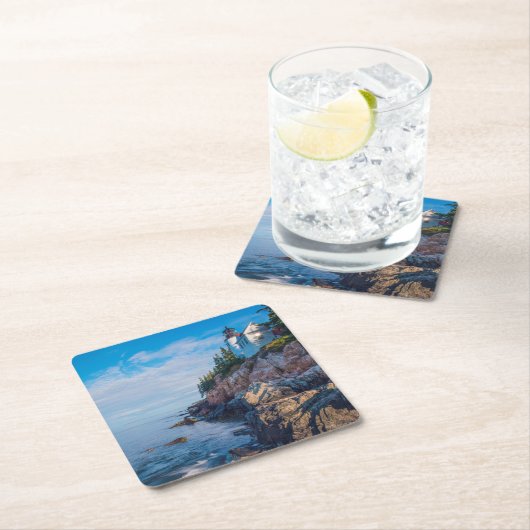 Morgen Sun am Bass-Hafen-Leuchtturm Rechteckiger Pappuntersetzer (Vor Ort)