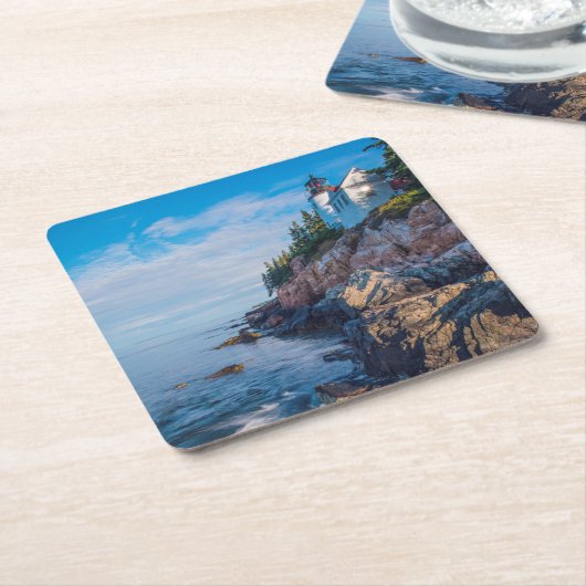 Morgen Sun am Bass-Hafen-Leuchtturm Rechteckiger Pappuntersetzer (angewinkelt)