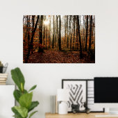 Morgen Sunbeams durch den Wald Poster (Heimbüro)