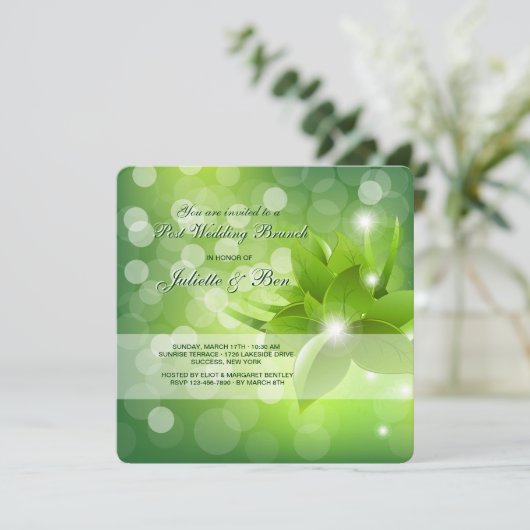 Morgen-Tau-Posten-Hochzeits-Brunch-Einladung Einladung (Stehend Vorderseite)