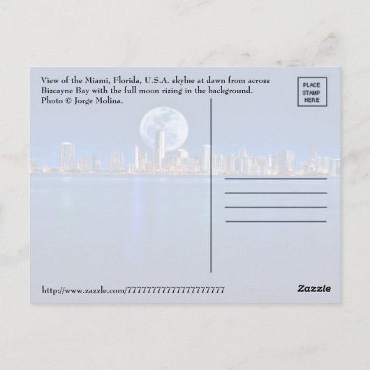 MORGEN ÜBER MIAMI. POSTKARTE (Rückseite)