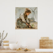 Morgen versprechen - Frau mit Plakat für Samen (Küche)