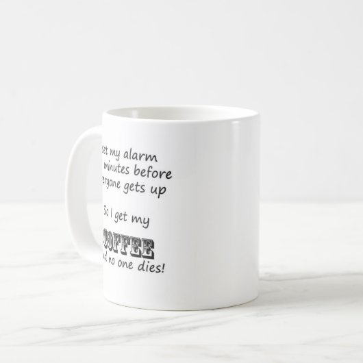 Morgen-Warnung Kaffeetasse (Vorderseite Links)