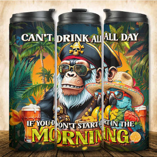 Morgenapfel und Papagei Pirate Drink den ganzen Ta Thermosbecher