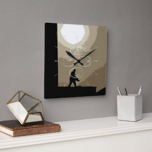 Morgenarbeiter Quadratische Wanduhr