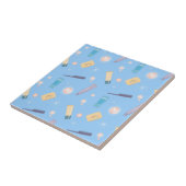 Morgenbad Toilettenartikel Muster blau Fliese (Seite)