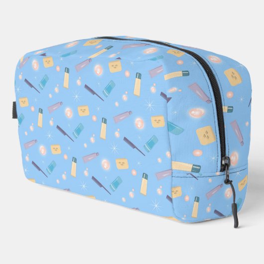 Morgenbad Toilettenartikel Muster blau Waschbeutel (Rechte Ecke)