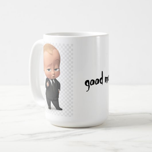 Morgenbecher mit Boss Baby. Kaffeetasse (Vorderseite Links)