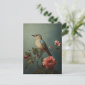 Morgenblauer Vogel Postkarte (Stehend Vorderseite)