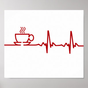 Morgencoffee Heartbeat EKG Poster