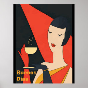 Morgencoffee Vintag Lady Poster