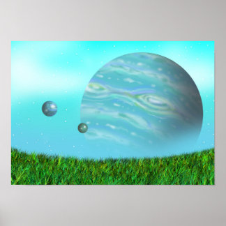 Morgendämmerung eines unbekannten Planeten. Poster