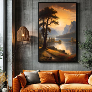 Morgendämmerung über den ewigen Bergen Poster