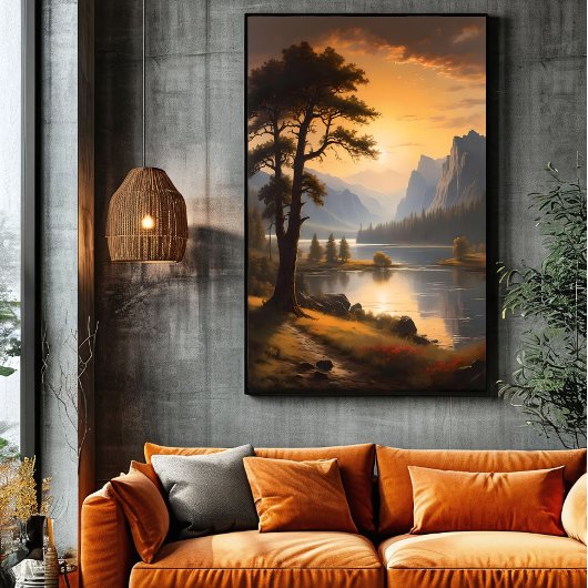 Morgendämmerung über den ewigen Bergen Poster