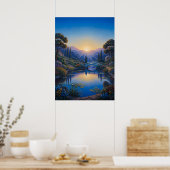 Morgendämmerung über der Gartenbrücke Poster (Küche)