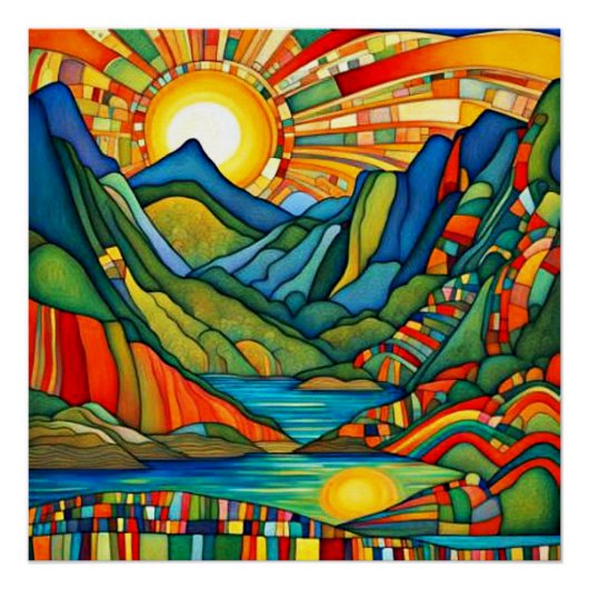 Morgendämmerung über Fjord 9 Poster (Vorderseite)