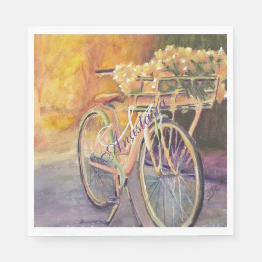 MORGENFAHRRADMONOGRAMM-PARTY SERVIETTE (Vorderseite)