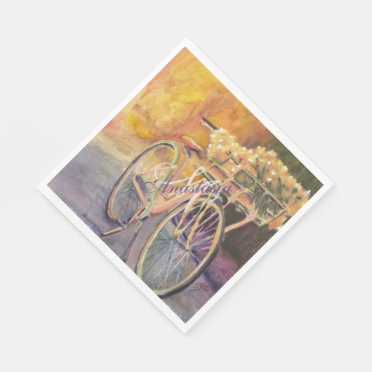 MORGENFAHRRADMONOGRAMM-PARTY SERVIETTE (Ecke)