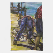 Morgenfang, Hafen Insel Geschirrtuch (Vertikal)