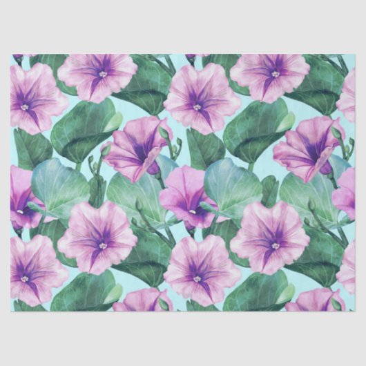 Morgenglorie florales Retro-Muster Seidenpapier (Vorderseite)