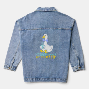 Morgengrauen in jedem Sieben Niedlicher Duckkaffee Jeansjacke