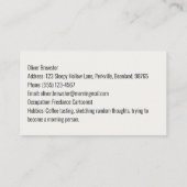 Morgengrauen: Kaffee zuerst, Fragen später Visitenkarte (Rückseite)