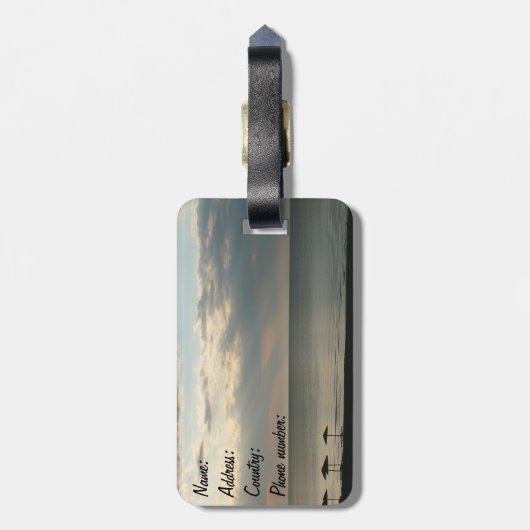 Morgenhimmel über Strand in Griechenland Landschaf Gepäckanhänger (Rückseite vertikal)