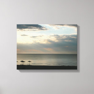 Morgenhimmel über Strand in Griechenland Landschaf Leinwanddruck