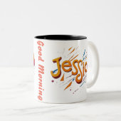 Morgenkaffee für Arbeiterdame Zweifarbige Tasse (VorderseiteRechts)