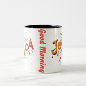 Morgenkaffee für Arbeiterdame Zweifarbige Tasse (Mittel)