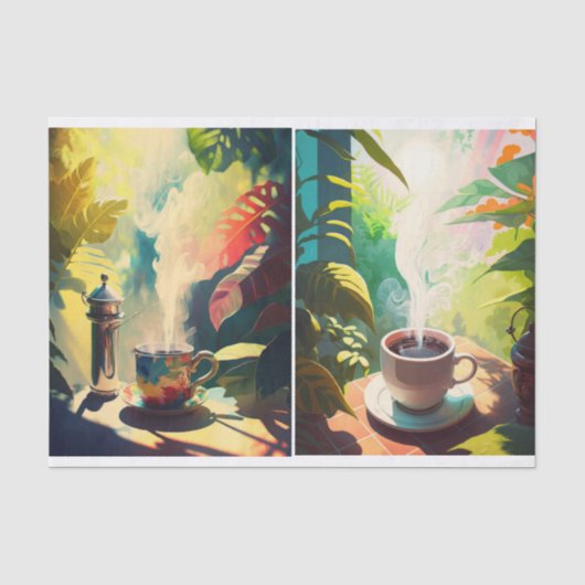Morgenkaffee im Paradies, tropischer Java Seidenpapier (Vorderseite)