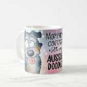 Morgenkaffee mit meinem Aussie Doodle Kaffeetasse (Vorderseite Links)