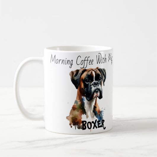 Morgenkaffee mit meinem Boxer Niedlich Kaffeetasse (Links)