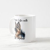 Morgenkaffee mit meinem Hirten modern Kaffeetasse (Vorderseite Links)