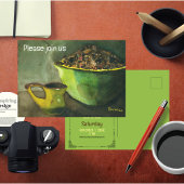 Morgenkaffee mit Schüssel Kaffeebohnen (Wasserfarb Einladungspostkarte