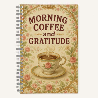 Morgenkaffee und Dankbarkeitsjournal Notizblock