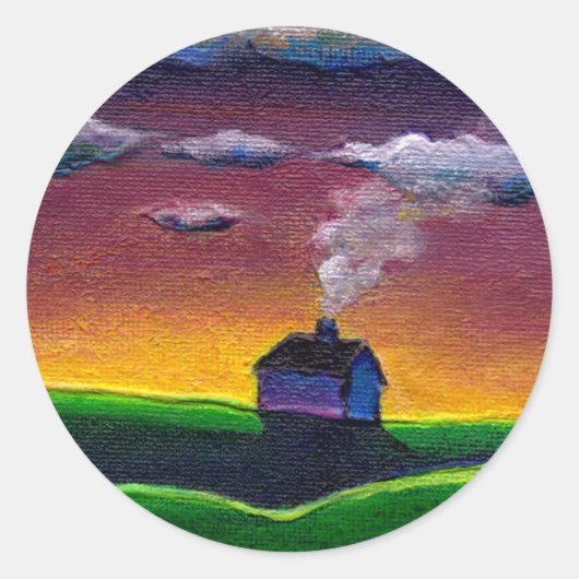 Morgenlandschaft Neues Jahr bunte Originalkunst Runder Aufkleber (Vorderseite)