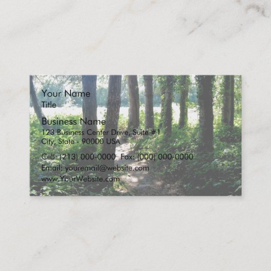 Morgenlicht belichtet einen Waldweg Visitenkarte (Vorderseite)