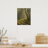 Morgenlicht durch Bäume im Dschungel Poster (Küche)