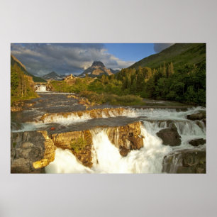 Morgenlicht grüßt Swiftcurrent Falls in Poster
