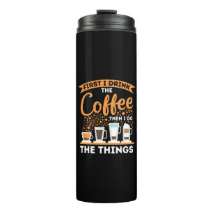 Morgenmotivation Boost - Mantra für Kaffeeliebhabe Thermosbecher