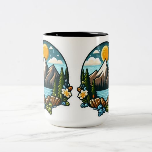 Morgenmotivation Sticker Zweifarbige Tasse (Mittel)