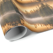 Morgennebel am Fluss in den Pinien Geschenkpapier (Rolleneckpunkt)
